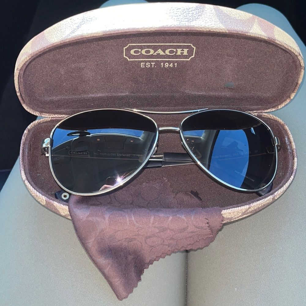 Polarized Coach Aviator Pilot Sunglasses